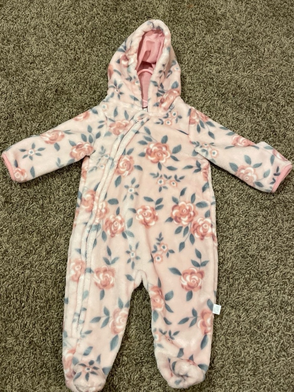 Pink Floral Hooded Footie One-Piece for Kids